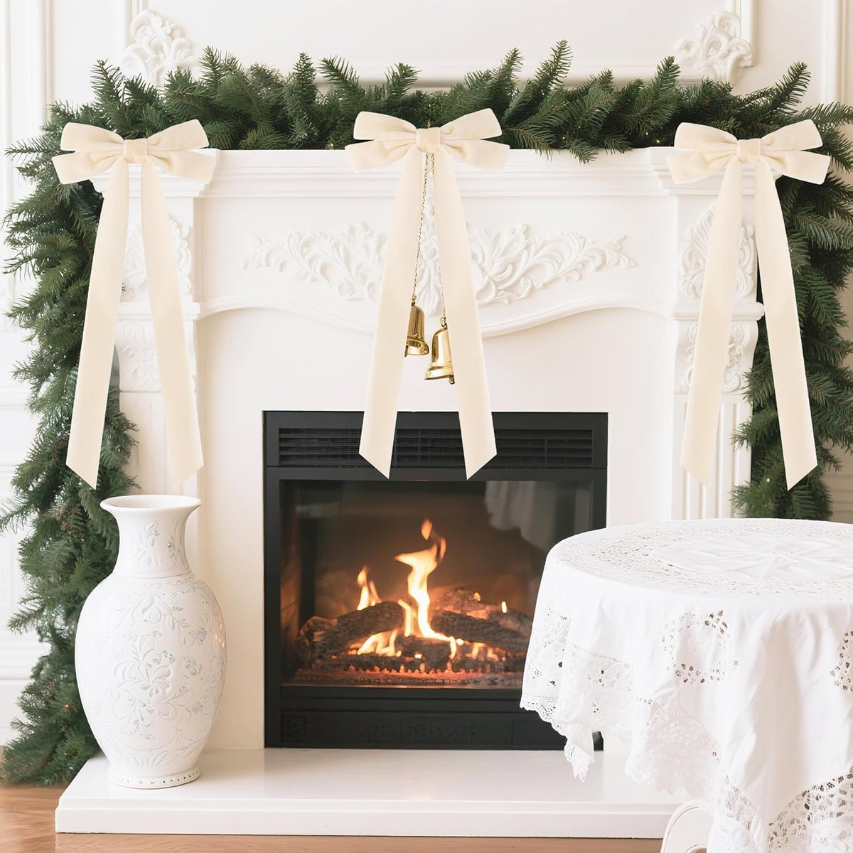 Senjie Velvet Large Christmas Bows for Staircase Garland Wreath, 20in x 8in Vintage Ribbon Bows