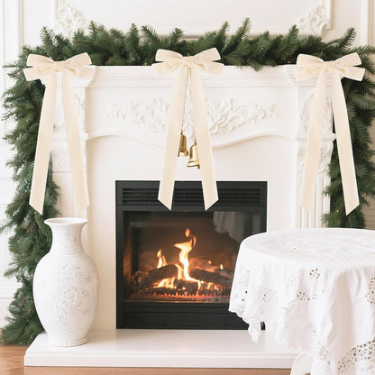 Senjie Velvet Large Christmas Bows for Staircase Garland Wreath, 20in x 8in Vintage Ribbon Bows