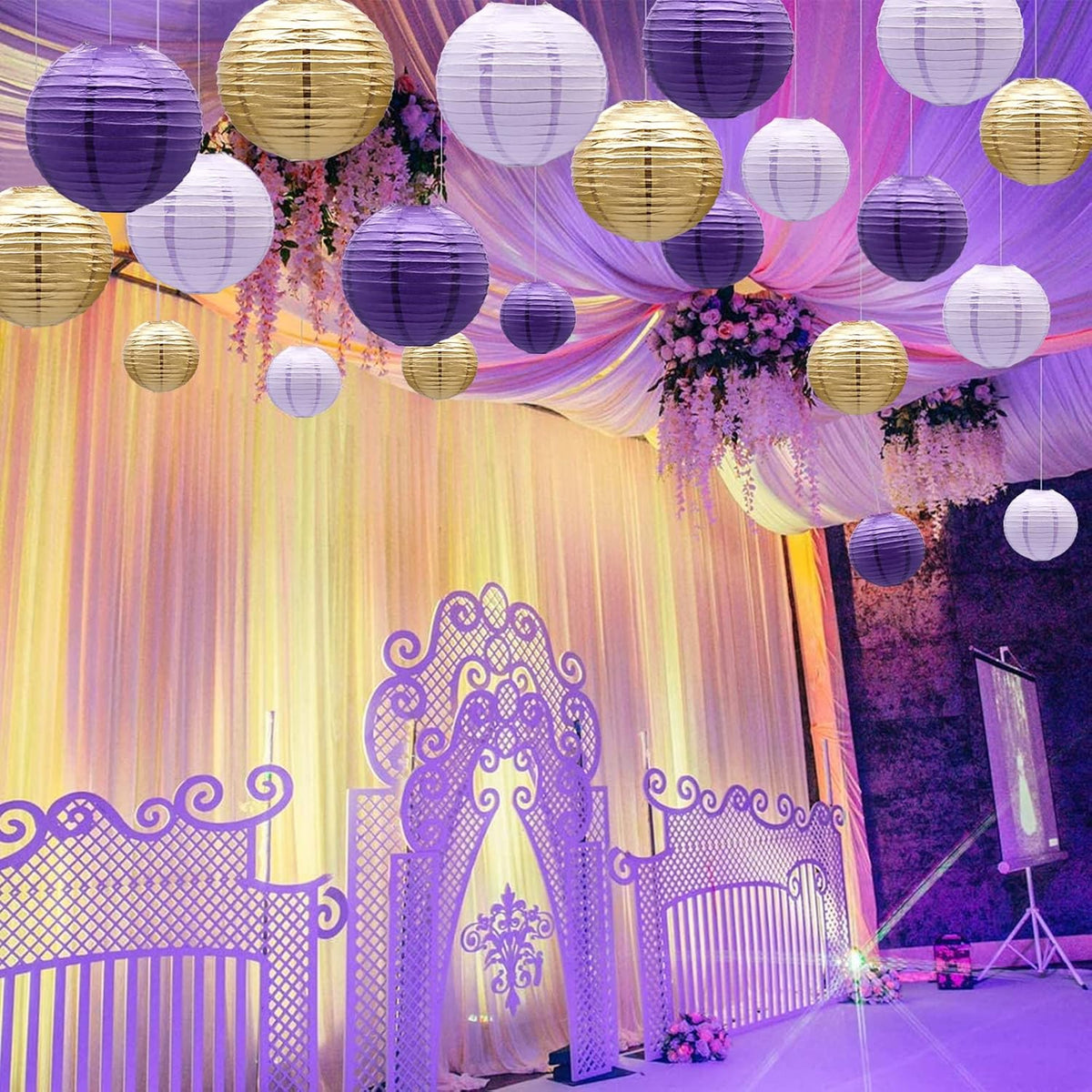 ADLKGG Paper Lanterns Decorative, Round Hanging Lanterns Party Supplies for Graduation Bachelorette