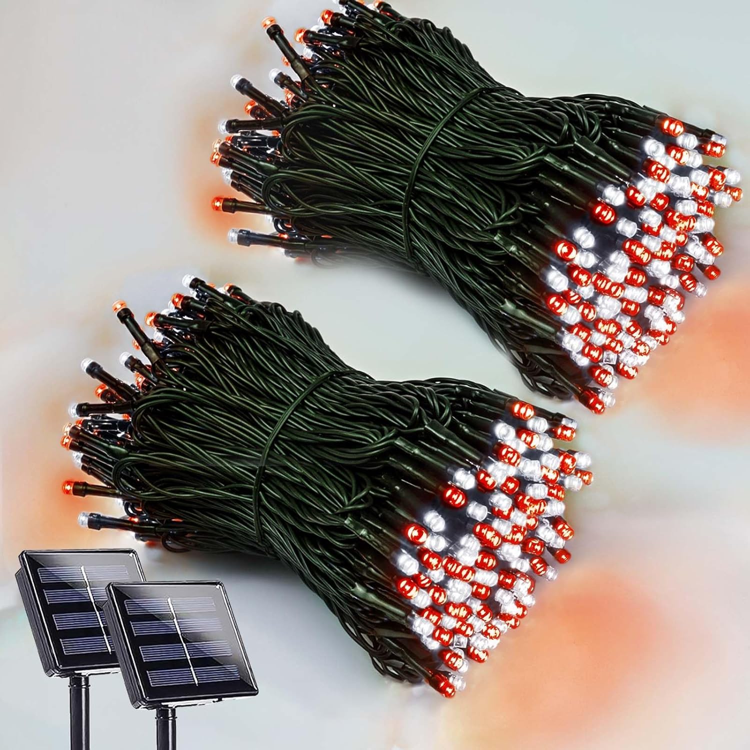 2 Pack 200 LED Solar Christmas Lights Outdoor Waterproof, Solar String Lights for Outside, Solar