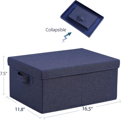 HOONEX Foldable Storage Bins with Lids, Pack of 2, Storage Boxes with 2 Carrying Handles and Heavy