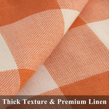 decorUhome Fall Orange and White Decorative Throw Pillow Covers 24x24 Set of 2, Buffalo Plaid Check