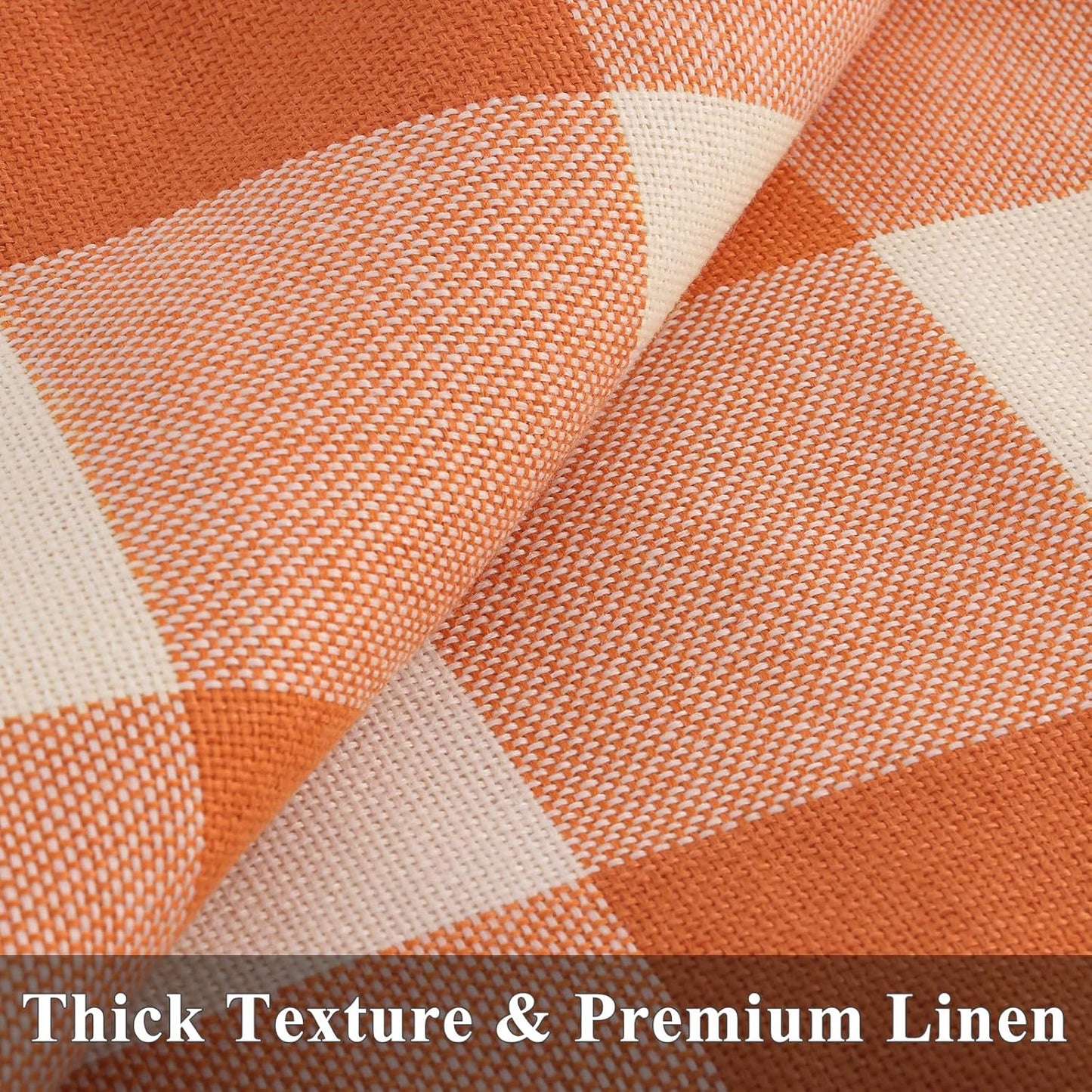 decorUhome Fall Orange and White Decorative Throw Pillow Covers 16x16 Set of 2, Buffalo Plaid Check
