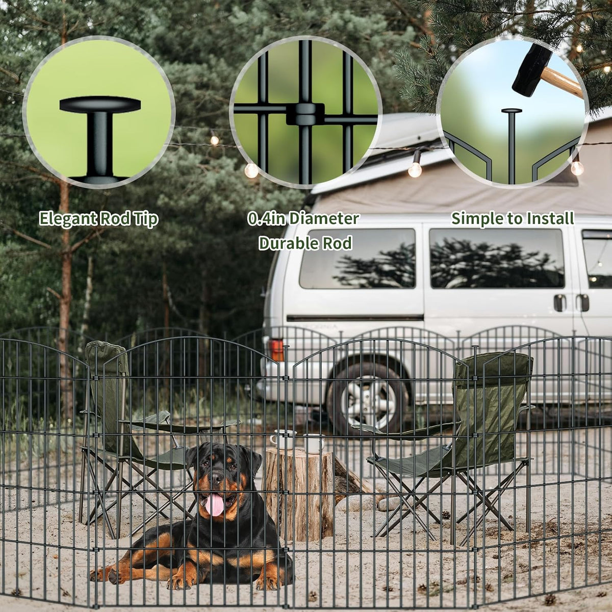 10 Panels Garden Fence Dog Fence Outdoor for Yard, 32in H x 23.6ft L Rustproof Metal Fencing with
