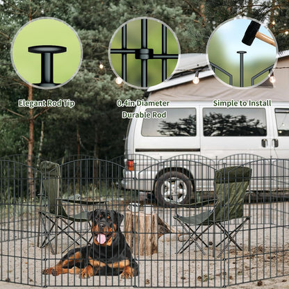 10 Panels Garden Fence Dog Fence Outdoor for Yard, 32in H x 23.6ft L Rustproof Metal Fencing with
