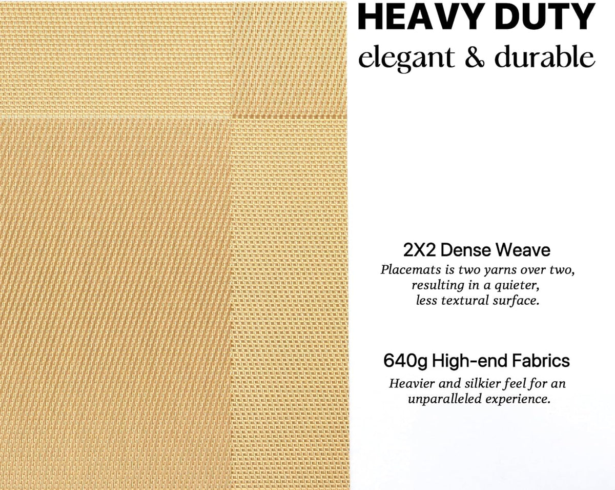 LEXMORE Placemats Set of 6 Vinyl/Plastic Woven Place Mats for Kitchen Table Indoor/Outdoor Washable