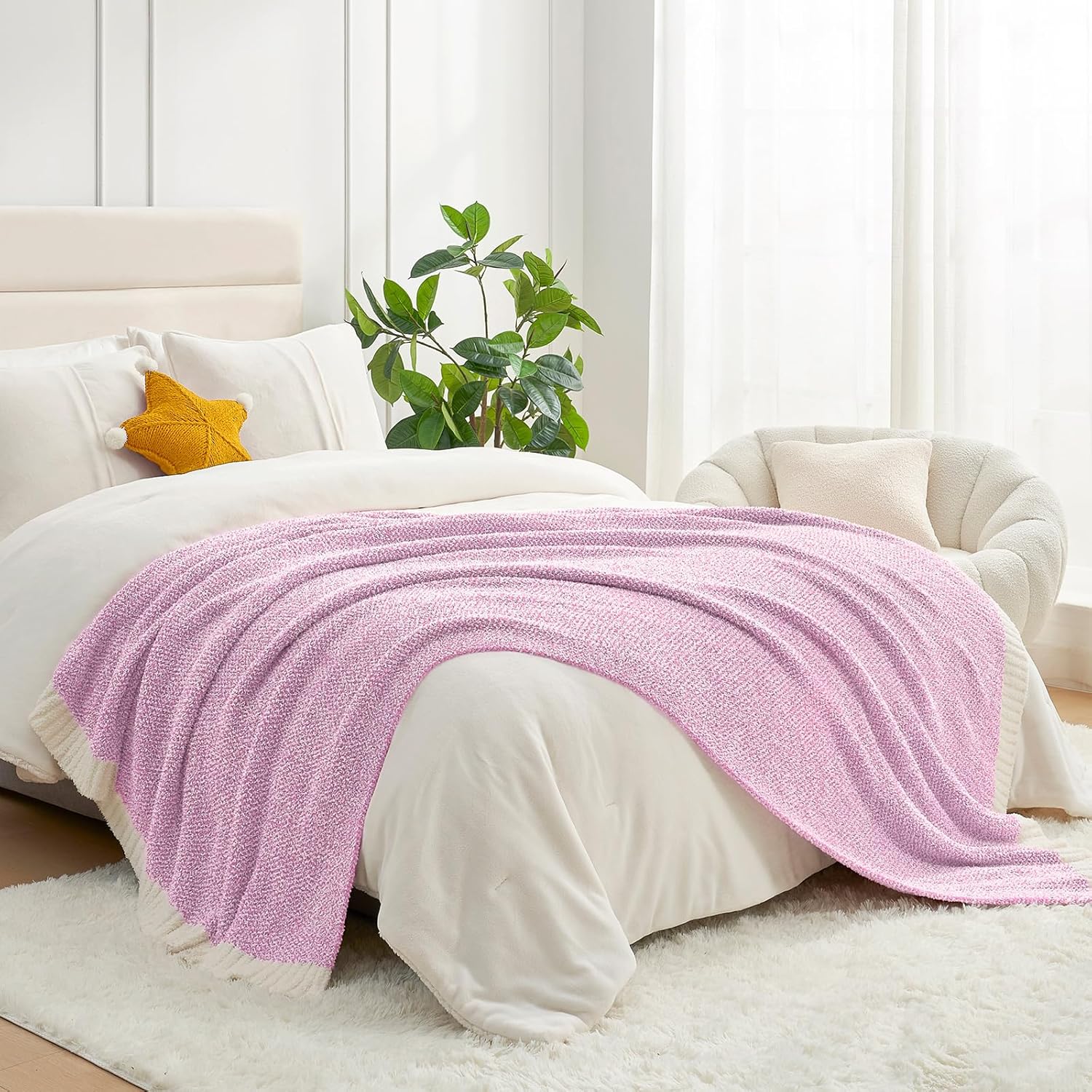 Snuggle Sac Bedding Blanket Light Purple Twin Size, Super Soft Warm Cozy Blankets for Bed, Living