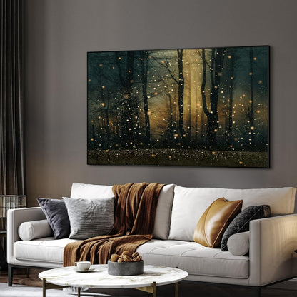 SIGNWIN 30"x60" Extra Large Framed Wall Art Magical Firefly Forest at Twilight, Enchanted Nature
