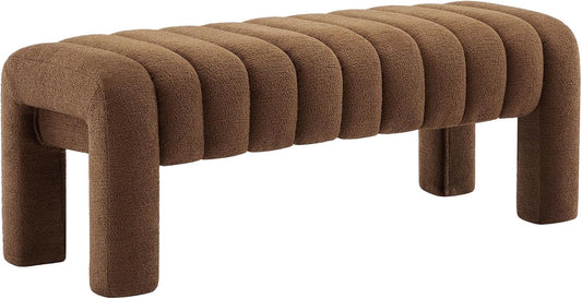 43.3" Bedroom Bench, Upholstered Entryway Bench, Modern End of Bed Ottoman with Solid Wood Legs and