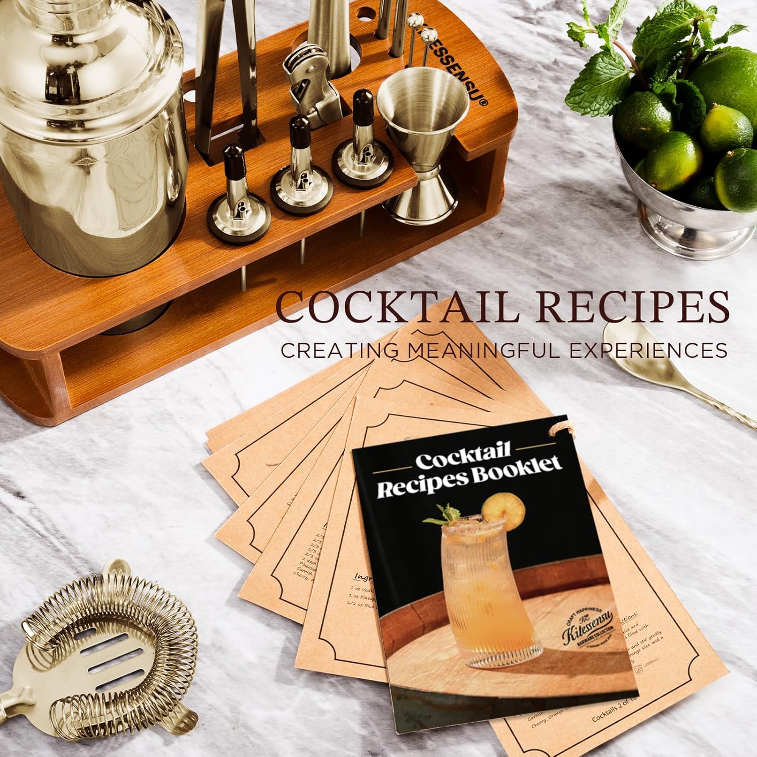 KITESSENSU Cocktail Shaker Set Bartender Kit with Stand | Bar Set Drink Mixer Set with All