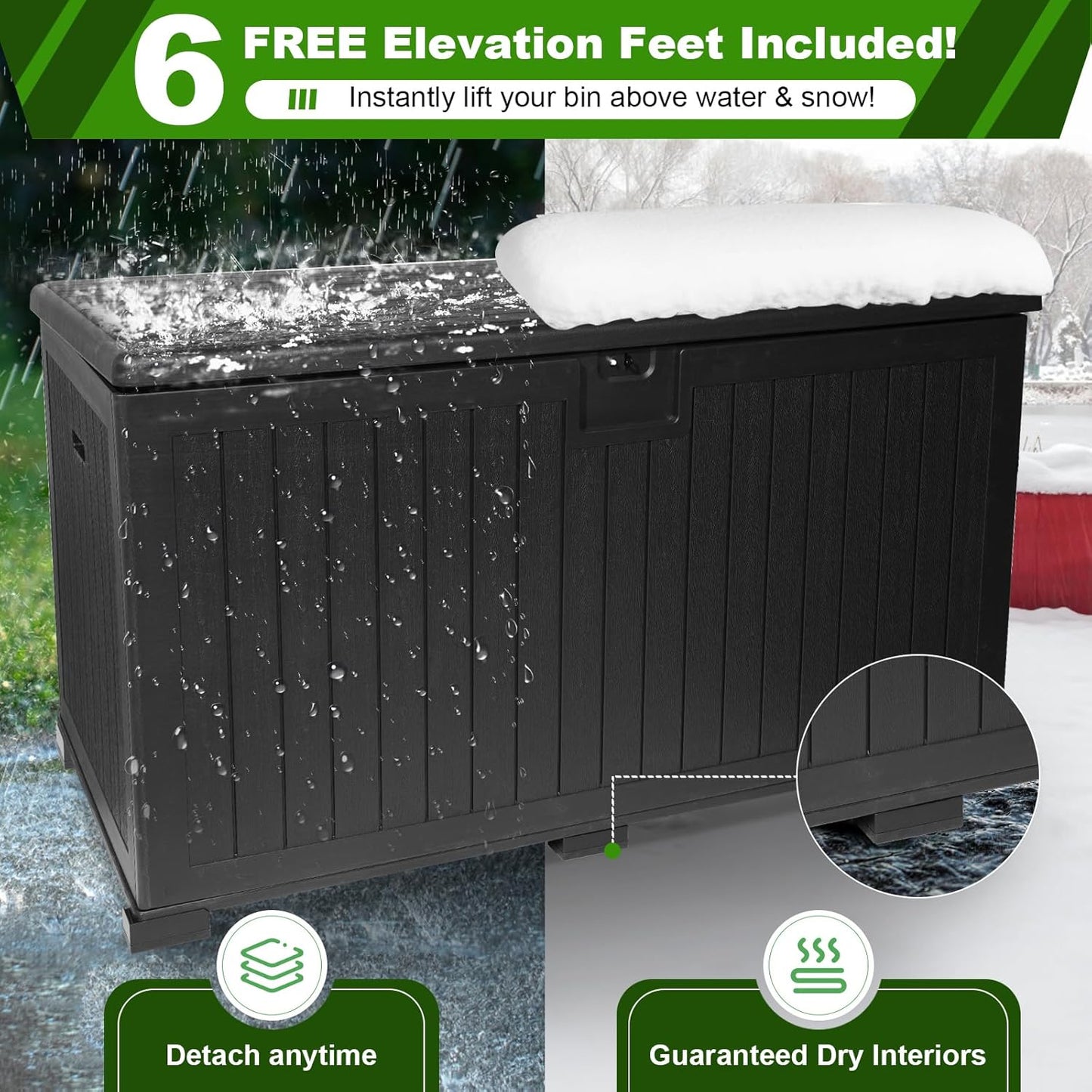 320 Gallon Outdoor Storage Box Waterproof, Extra Large Plastic Outside Deck Box Weatherproof, Resin