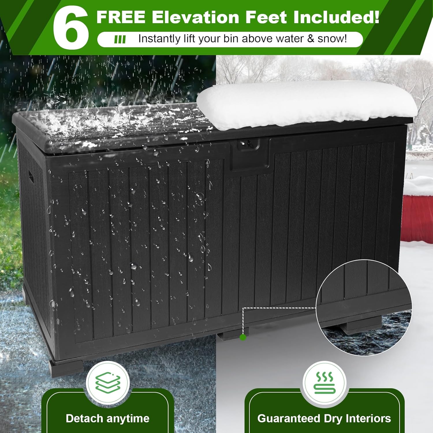 320 Gallon Outdoor Storage Box Waterproof, Extra Large Plastic Outside Deck Box Weatherproof, Resin