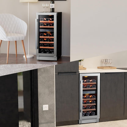 Ca'Lefort 15 Inch Wine Fridge, 28 Bottle Wine Cooler Refrigerator, 40-65°F Wine Refrigerator Glass