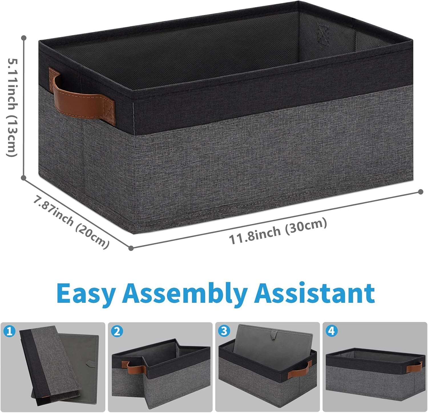 GhvyenntteS Small Fabric Storage Bins with Handles 6 Pack, 11.8" x 7.87" x 5.11" Storage Baskets
