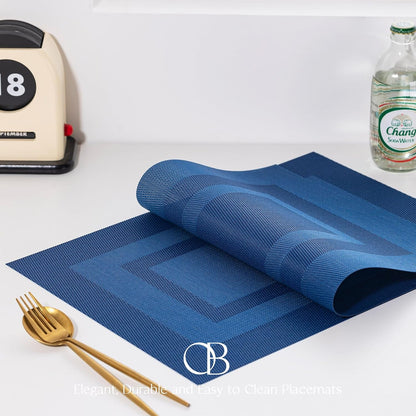 Placemats Set of 4 - Easy Clean Woven Vinyl Placemats for Dining Table, Indoor/Outdoor Place Mats