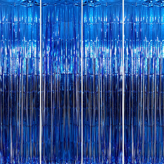 GOER 3.2 ft x 9.8 ft Metallic Tinsel Foil Fringe Curtains Party Photo Backdrop Party Streamers for