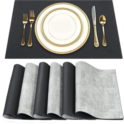 SUEH DESIGN Leather Placemats Set of 6 Reversible Table Mats Heat Resistant Waterproof No-Slip