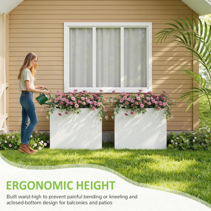 Planter Box Outdoor 38"W x 10.2"D x 30"H- Tall Rectangular Planters for Outdoor Patio/Porch