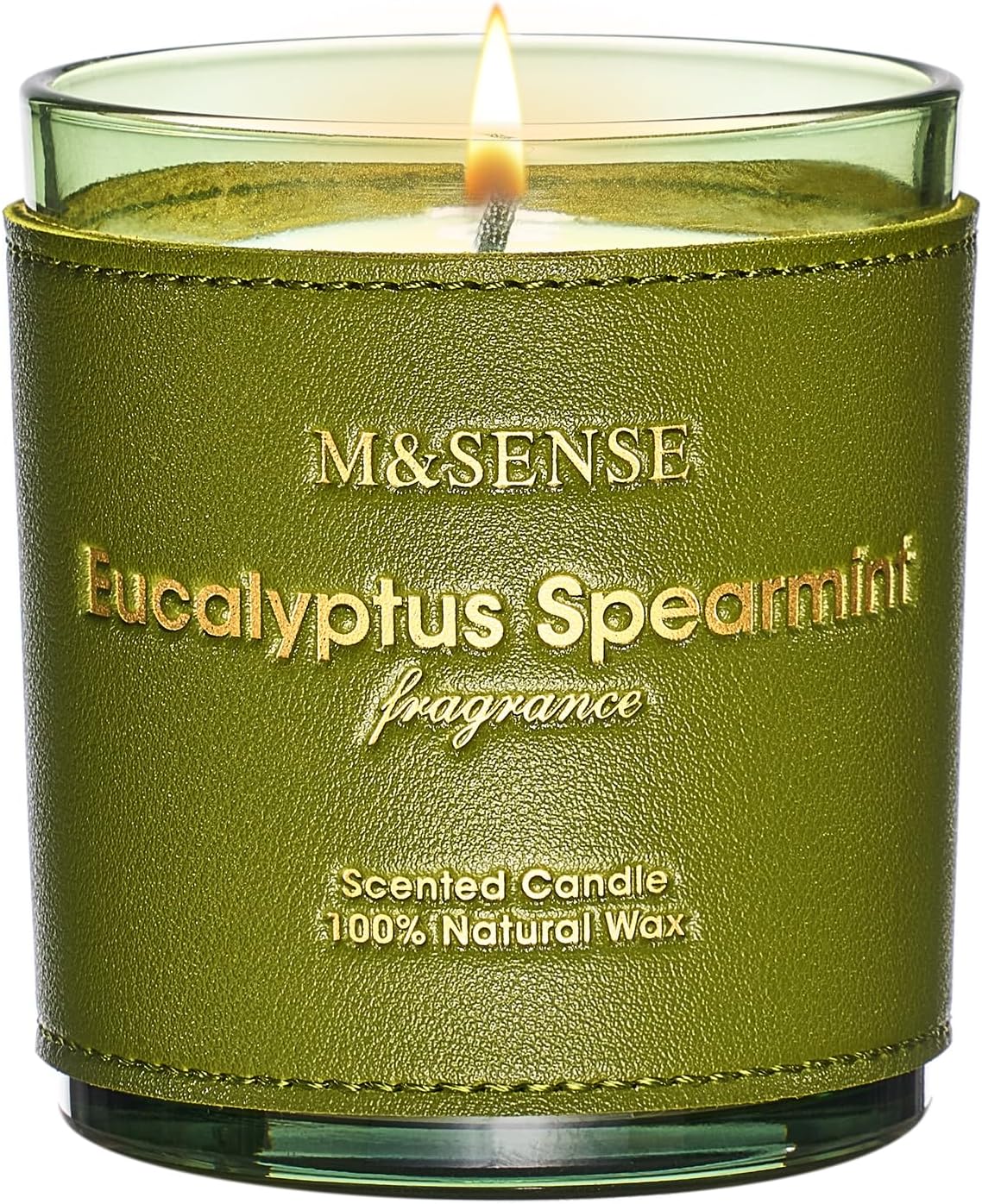 M&SENSE Eucalyptus Mint Scented Vegan Soy Candles, Heavy Scented, 10oz Long Burning 42-Hour Burn