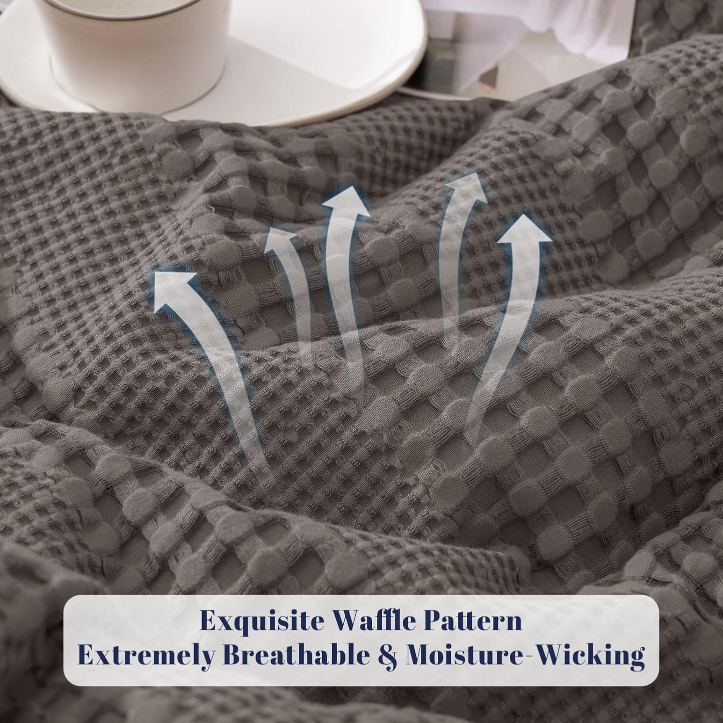 PHF Cooling Waffle Blanket King Size, Lightweight 60% Rayon Derived from Bamboo & 40% Cotton