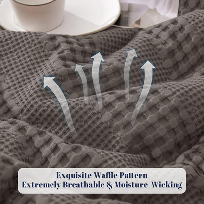 PHF Cooling Waffle Blanket King Size, Lightweight 60% Rayon Derived from Bamboo & 40% Cotton