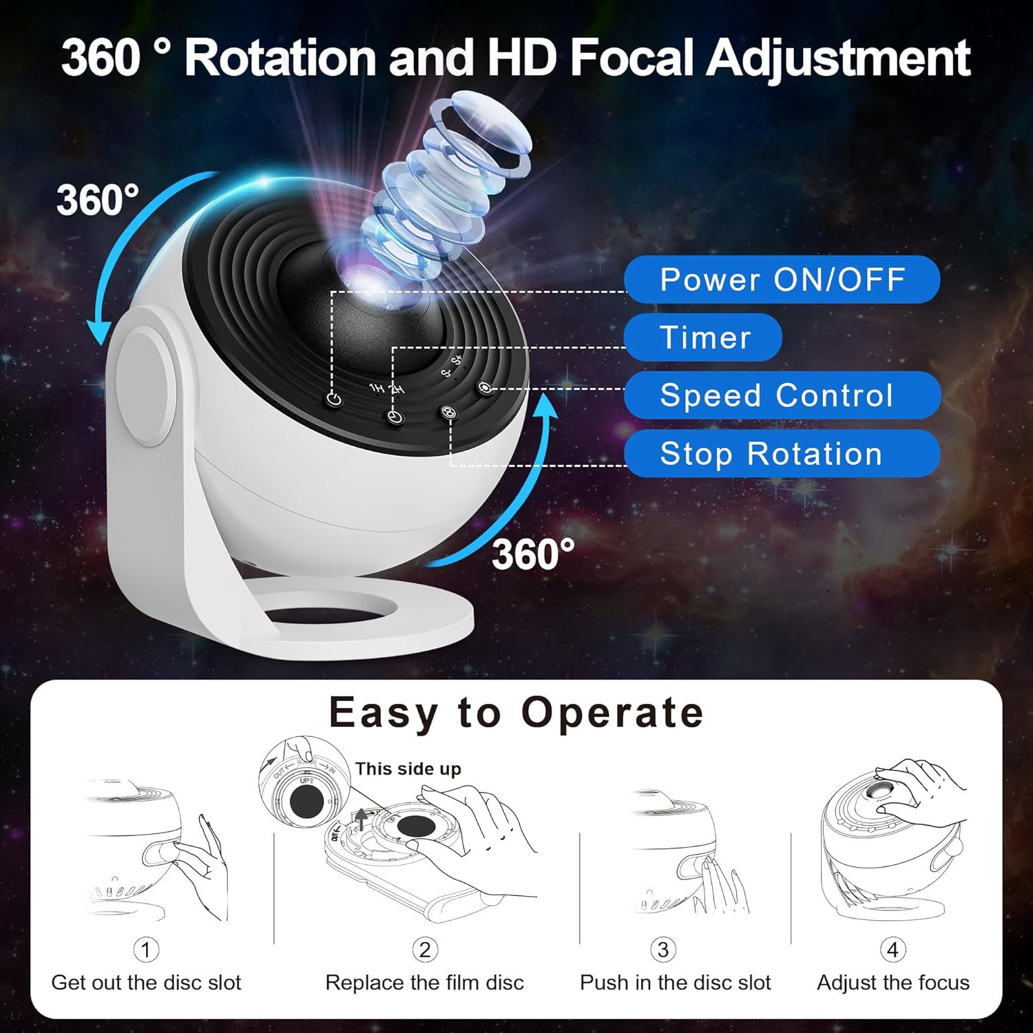 Galaxy Projector Pro for Bedroom, 13 in 1 Planetarium Star Projector with Solar System &