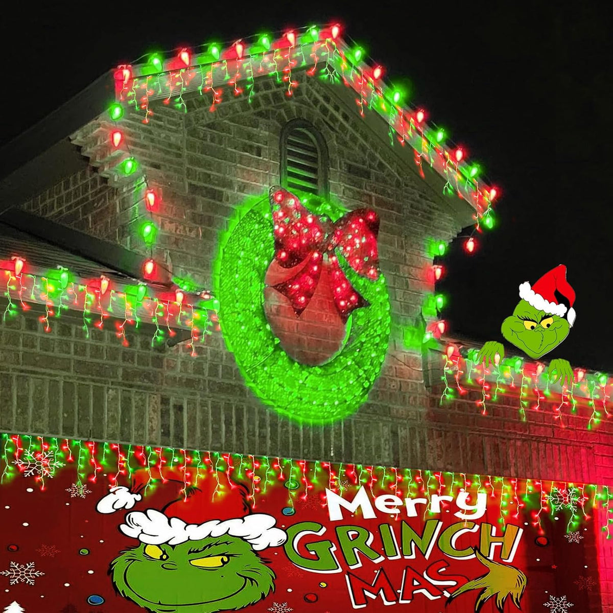 YEGUO 66ft 800 LED Red and Green Icicle Lights Outdoor Waterproof, 160 Drops Icicle String Lights