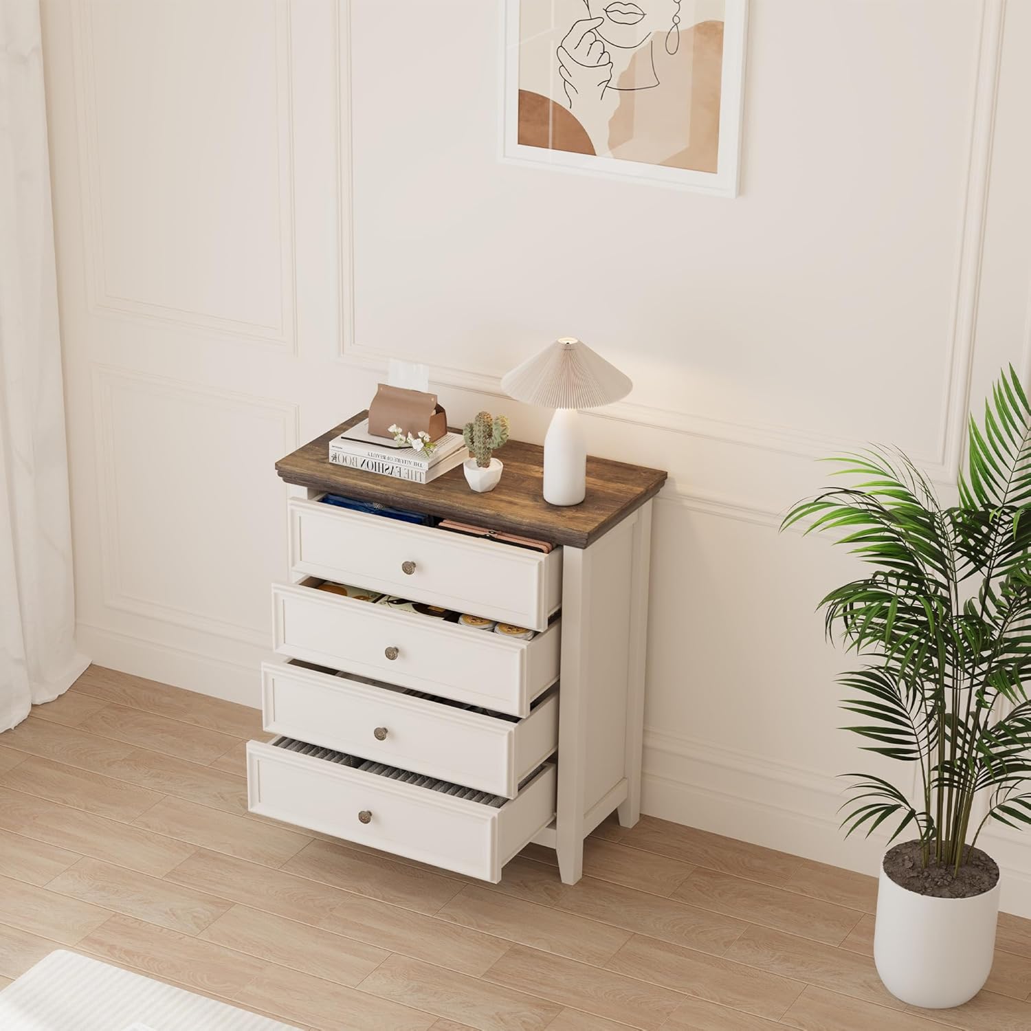 BLANKSPACE Dresser for Bedroom, 4 Drawer Dresser, Modern 4 Chest of Drawers, Farmhouse Storage