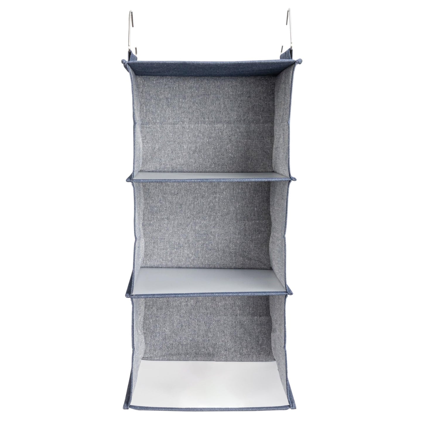 Household Essentials Hanging Cotton Blend Closet Organizer with 3 Storage Shelves, Denim