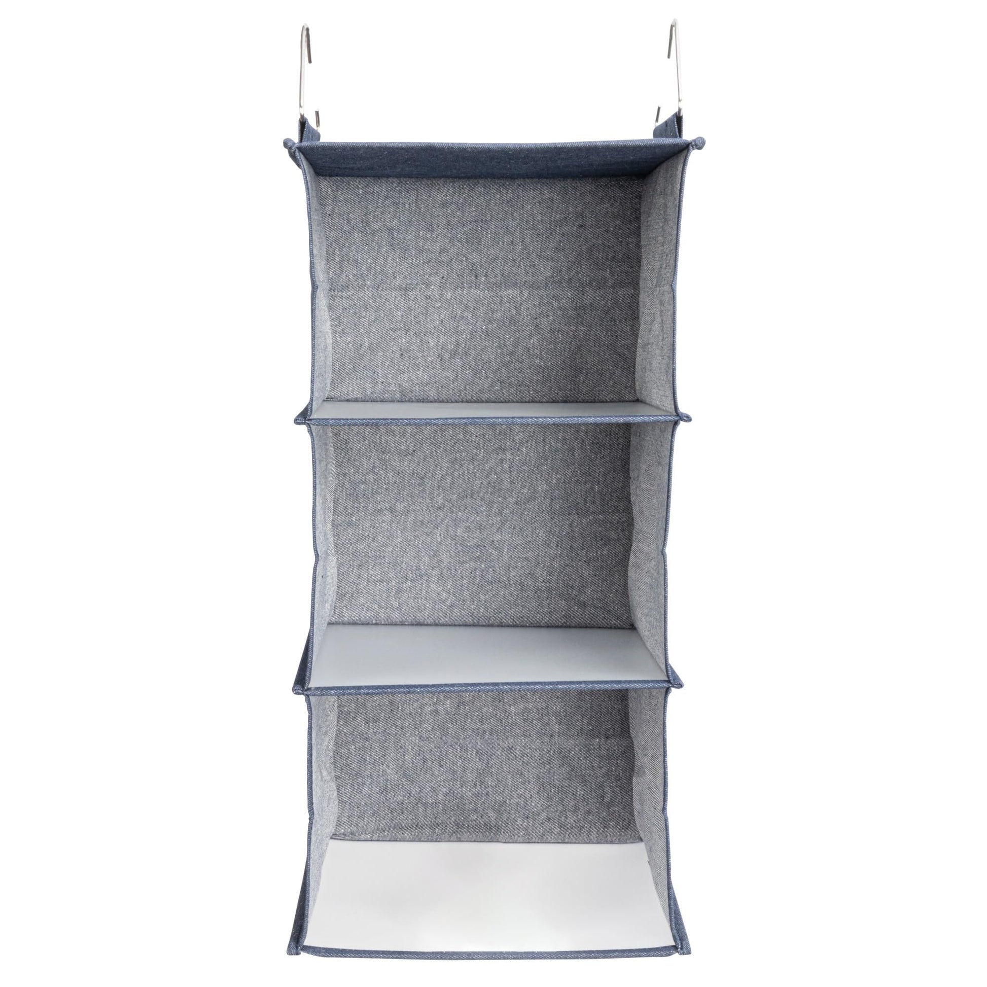 Household Essentials Hanging Cotton Blend Closet Organizer with 3 Storage Shelves, Denim
