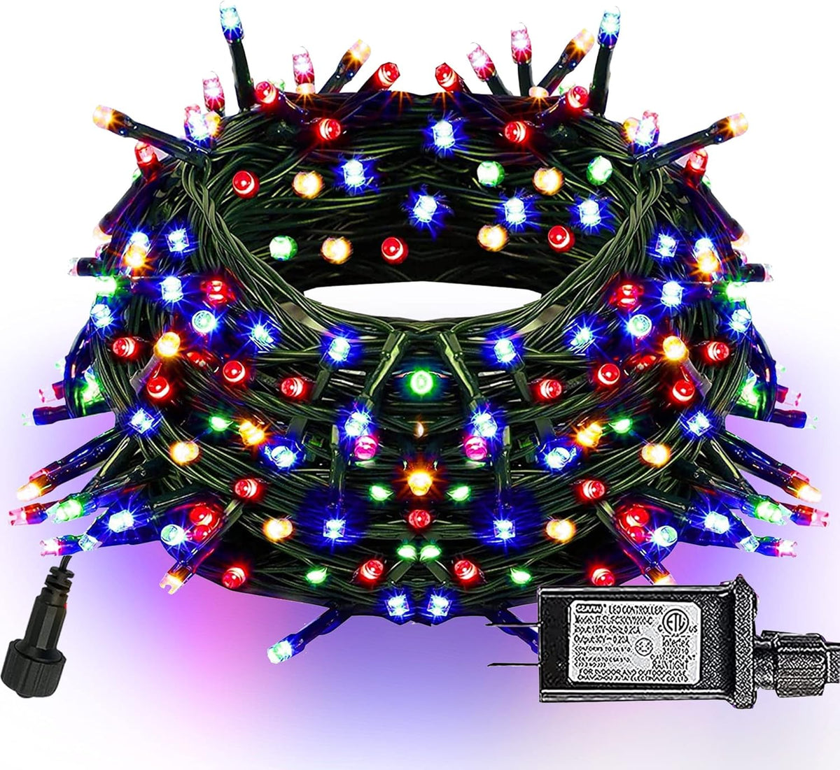 Dazzle Bright Christmas String Lights, 66FT 200 LED Connectable Green Wire 8 Modes String Lights