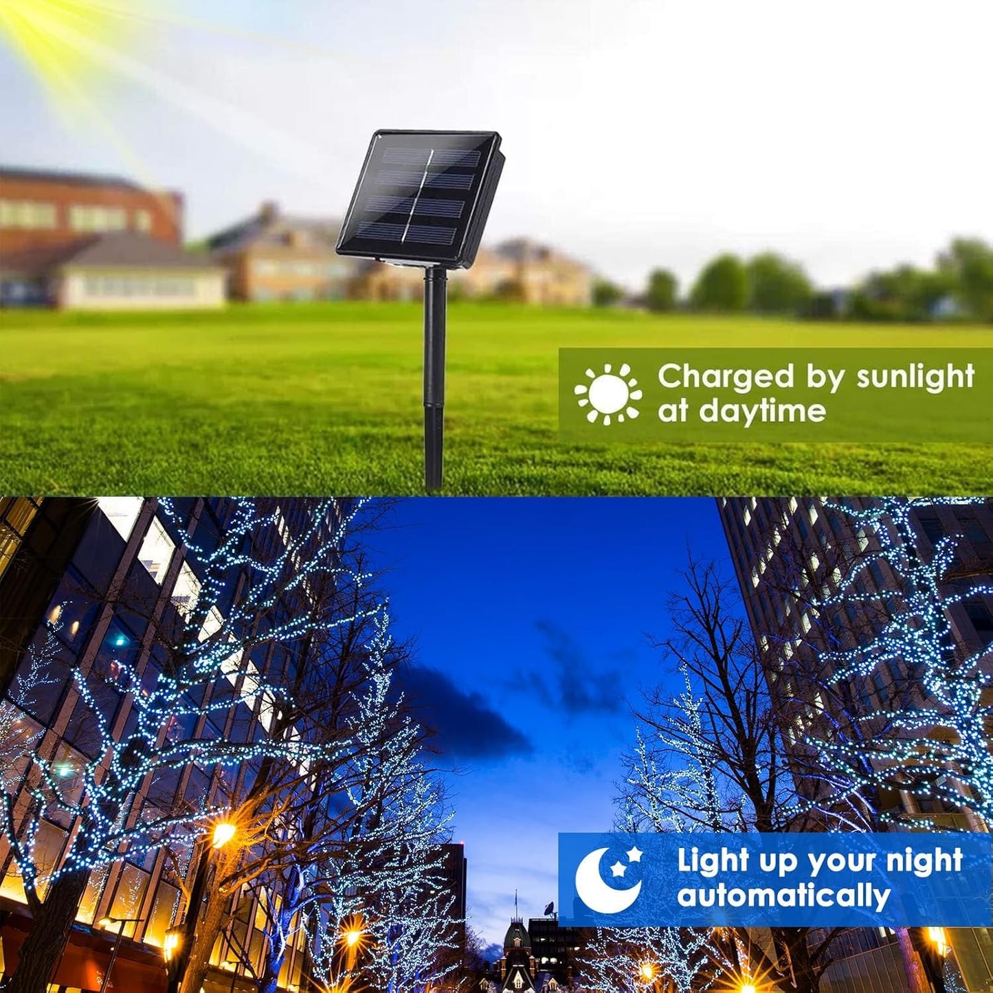 Solar String Lights Outdoor, 2-Pack Total 80FT 200 LED Solar Christmas Twinkle Lights Outside