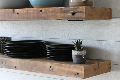 Urban Legacy Deep Floating Shelves | Reclaimed Chunky Wide Plank Barn Wood Shelves with Low Profile