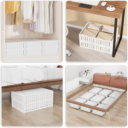 Bamboo Under Bed Storage with Wheels (2-Pack) – Rolling Underbed Shoe Organizer Box for Shoes