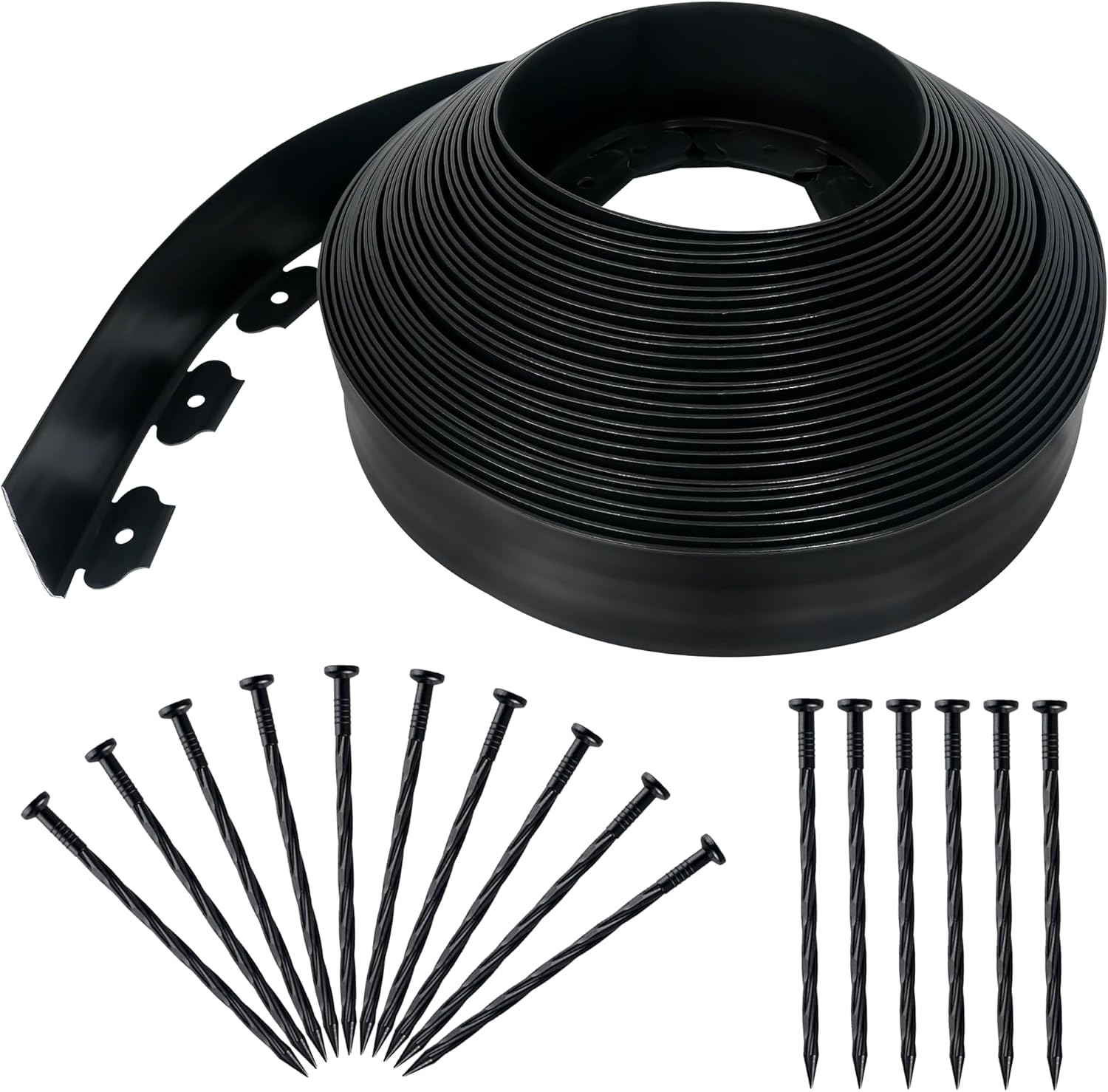 3.15" x 100' No Dig Landscape Edging, Flexible Garden Edging Borders with 90 Anchoring Spikes