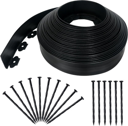 3.15" x 100' No Dig Landscape Edging, Flexible Garden Edging Borders with 90 Anchoring Spikes