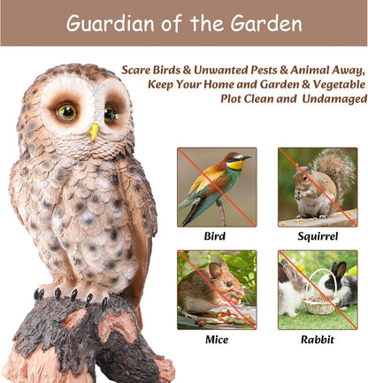 WONDER GARDEN Owl Statue Decor, Outdoor Resin Owl Figurine Sculpture for Home Porch Patio Lawn Yard