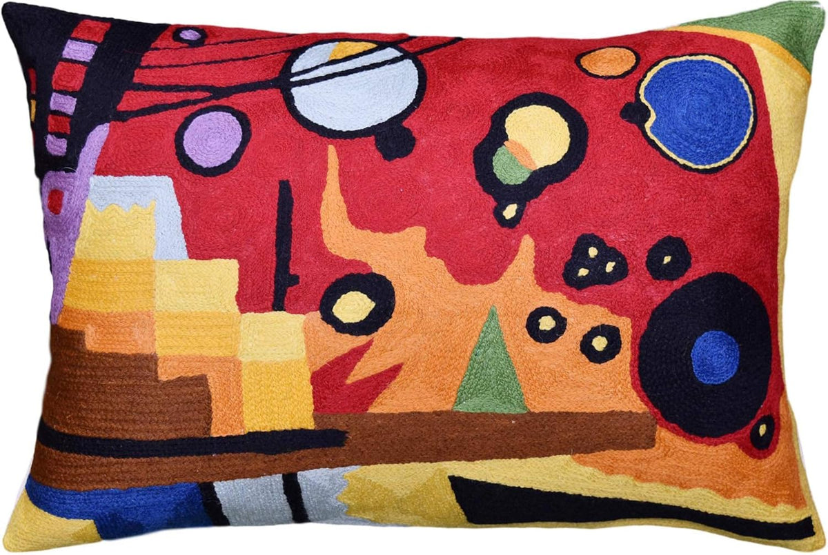 Lumbar Kandinsky Red Pillow Cover | Heavy Red Space Modern Throw Pillows Chair Cushion | Red