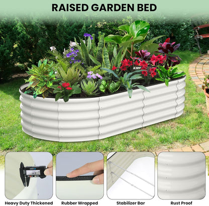 2 Pcs 6x3x1ft Oval Raised Garden Bed, Galvanized Raised Beds,Open-Ended Base Metal Raised Planter