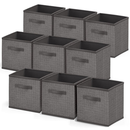 Nestl Foldable 9 Cube Storage Organizer Bins - Fabric Baskets With Handles - 11-Inch Grey Closet