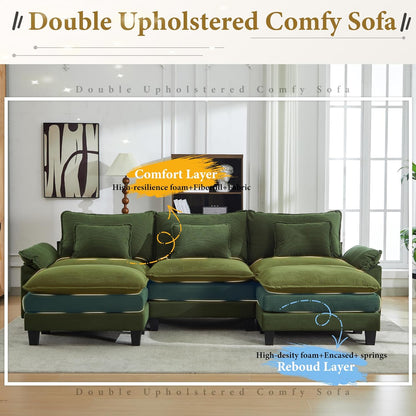 URRED Modular Sectional Sofa Comfy Cloud Couch, Modern Corduroy Sofa Sleeper Deep Seat Couches with