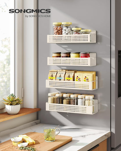 SONGMICS Magnetic Spice Rack for Refrigerator, Set of 4, 2 Large and 2 Small Kichen Magnetic