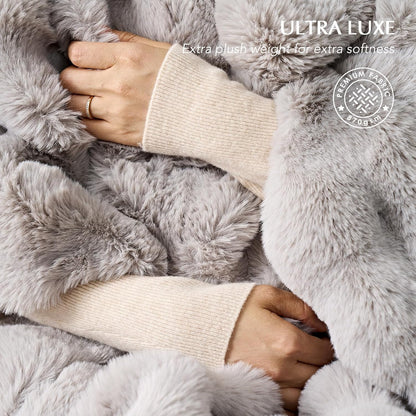 EVERGRACE Ultra Soft Luxury Fluffy Ridgeline Faux Rabbit Fur Throw Blanket, Thick Warm Fuzzy