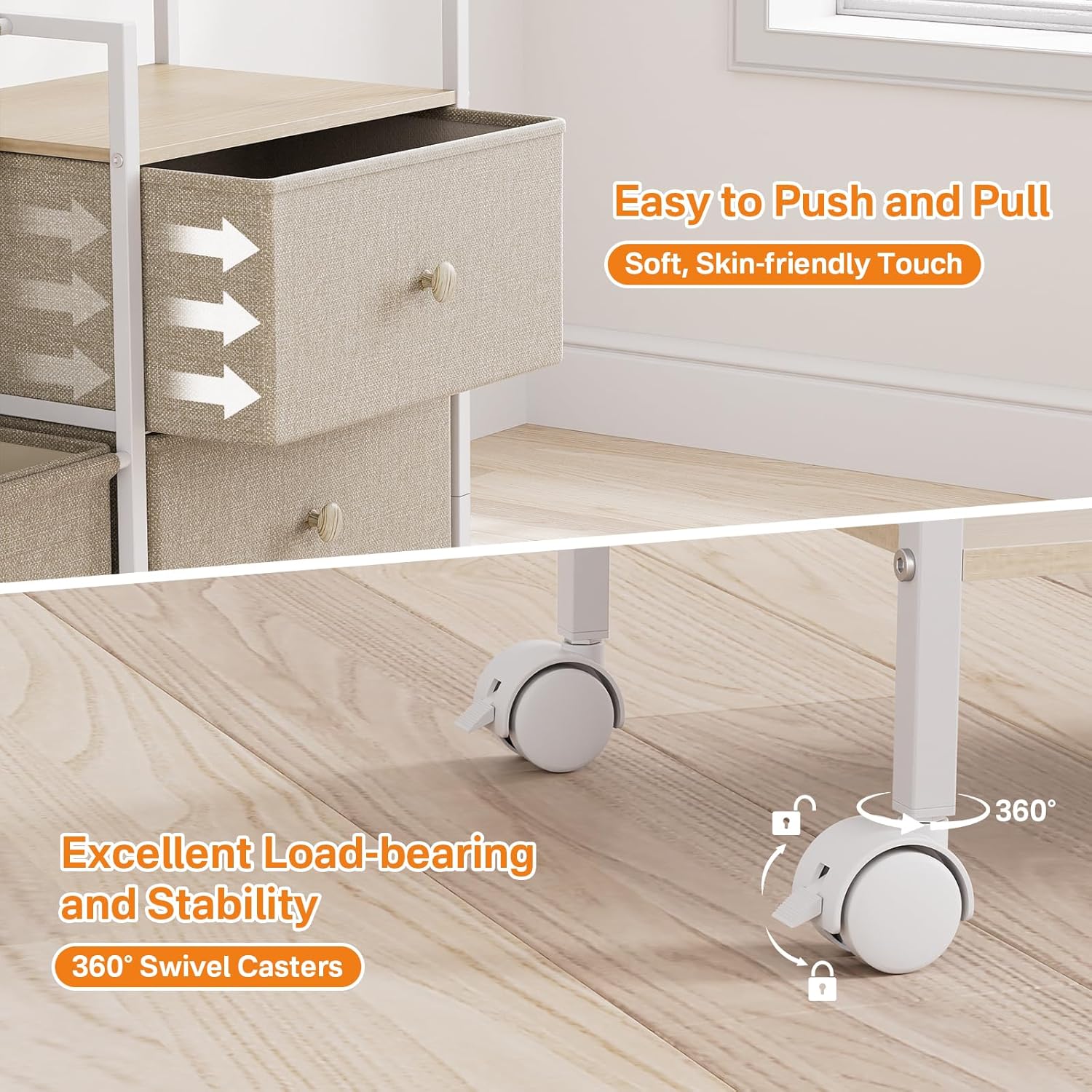 Baby Organizer and Storage - 3 Tier Rolling Cart with Dividers and Drawers, Easy To Assemble