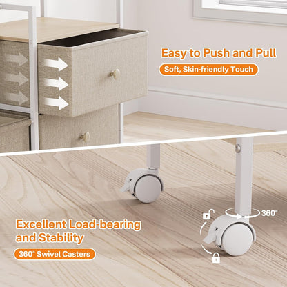 Baby Organizer and Storage - 3 Tier Rolling Cart with Dividers and Drawers, Easy To Assemble