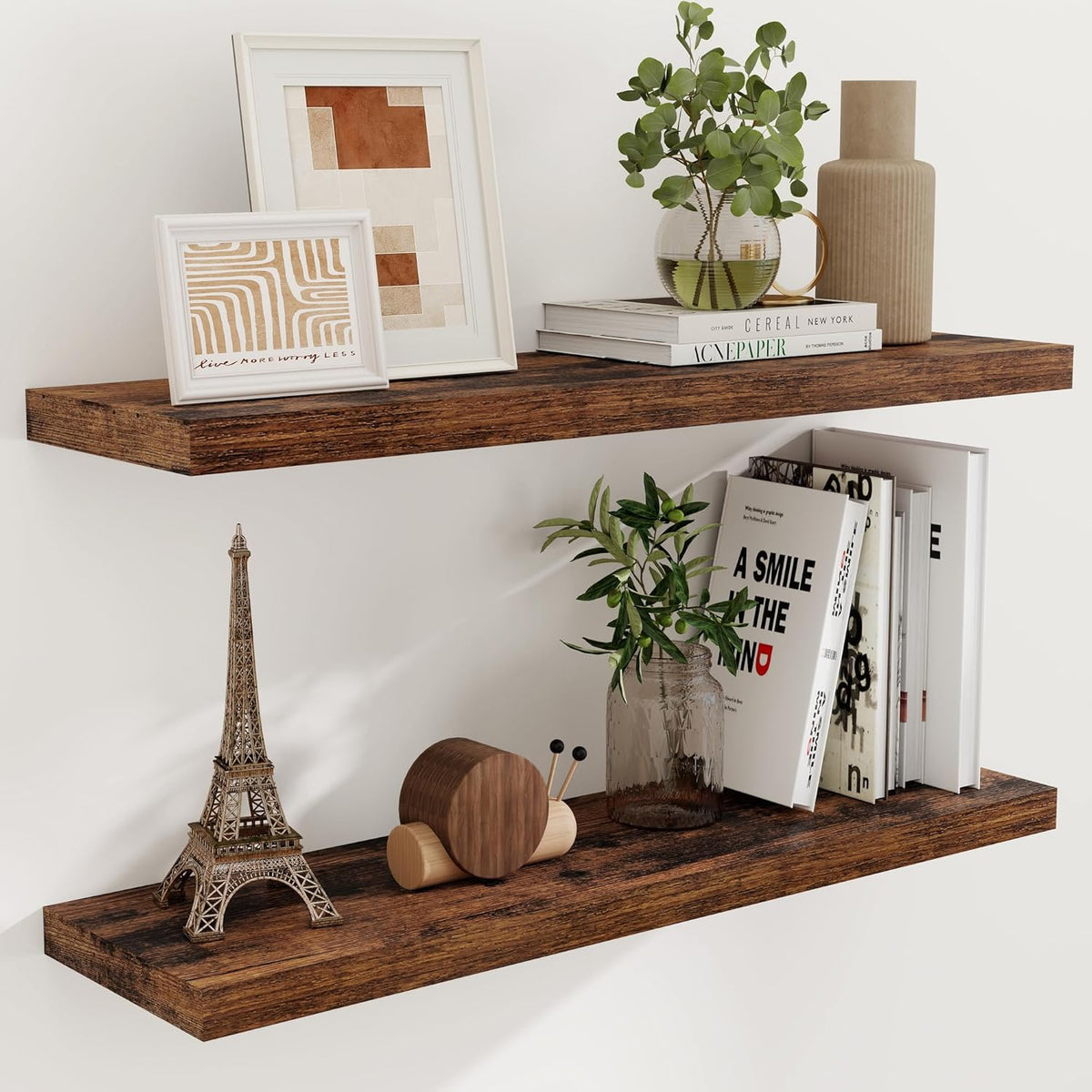 40 Inch Floating Shelvese, 40" W x 9" D Floating Shelf Set of 2, Farmhouse Wood Wall Shelves for