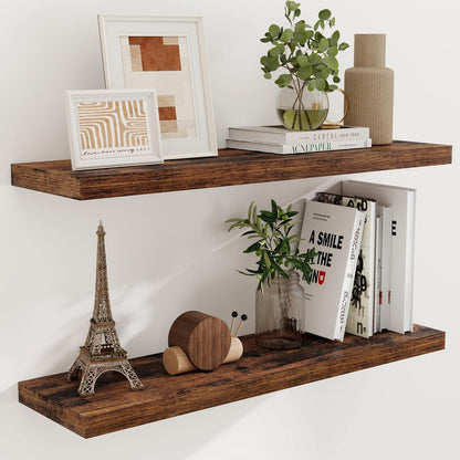 40 Inch Floating Shelvese, 40" W x 9" D Floating Shelf Set of 2, Farmhouse Wood Wall Shelves for
