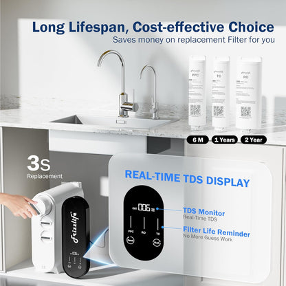 Frizzlife RO Reverse Osmosis Water Filtration System - 600 GPD Fast Flow Under Sink RO Water