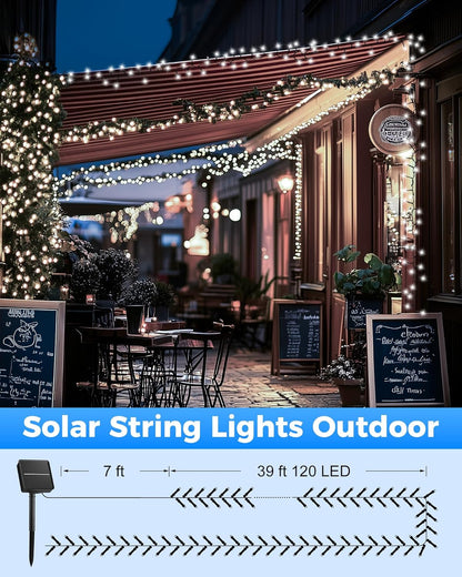 Brightown 2 Pack Solar String Lights for Outside, Each 46Ft 120 LED Solar String Lights Outdoor