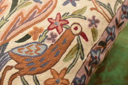 Tree of Life Pillow Cover - Crane Cream Floral Outdoor Pillows | Suzani Cushions | Modern Floral